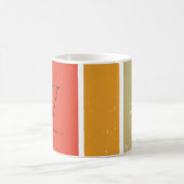 Wレトロレインボーストライプズカスタムイニシャル コーヒーマグカップ (中央)