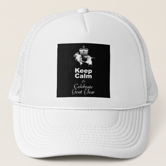 W保Calm祝 Goat Year Black Hat キャップ (正面)