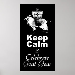W保Calm祝 Goat Year Black Poster ポスター