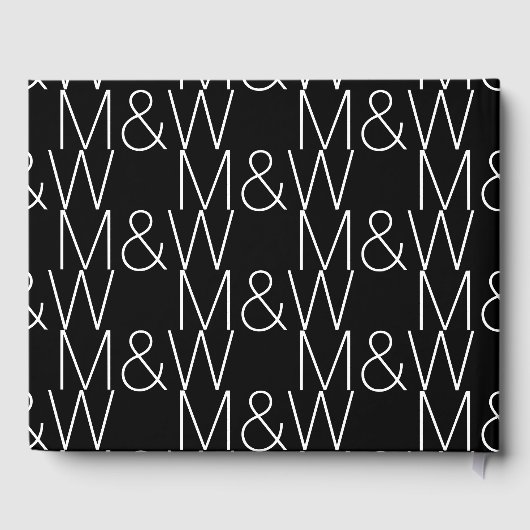 w対カスタマイズイニシャルモノグラム白黒 ゲストブック (裏面)