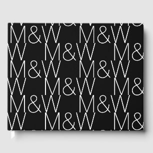 w対カスタマイズイニシャルモノグラム白黒 ゲストブック