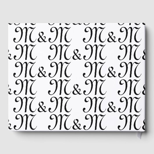 w対カスタマイズイニシャルモノグラム白黒 ゲストブック (裏面)