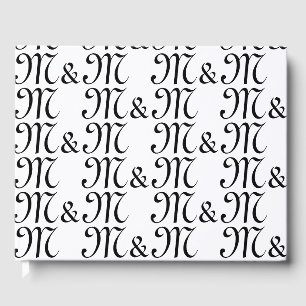 w対カスタマイズイニシャルモノグラム白黒 ゲストブック