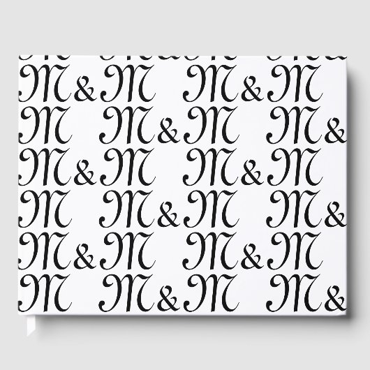 w対カスタマイズイニシャルモノグラム白黒 ゲストブック (正面)