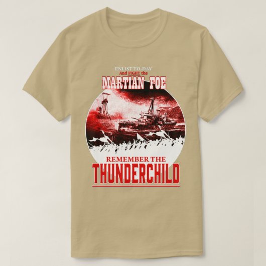 W戦争によるHMSインスパイア Thunderchildを思い出す Tシャツ (デザイン正面)