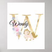 W文字の名前パーソナライズされたモノグラムとポニー ポスター (正面)