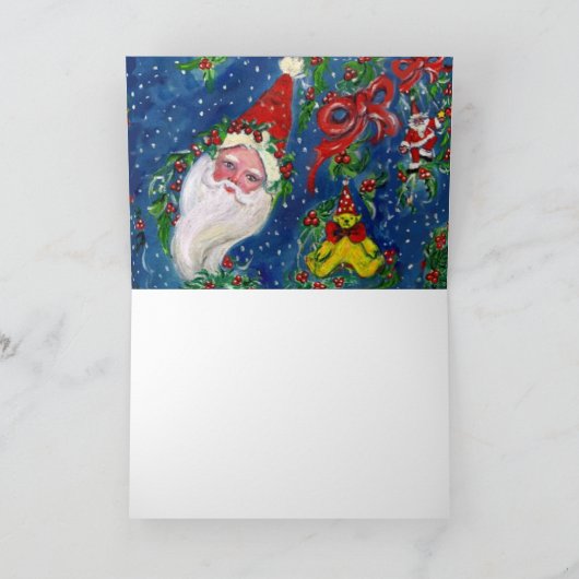 W文字/赤いリボンモノグラム付きサンタクロース シーズンカード (内部)