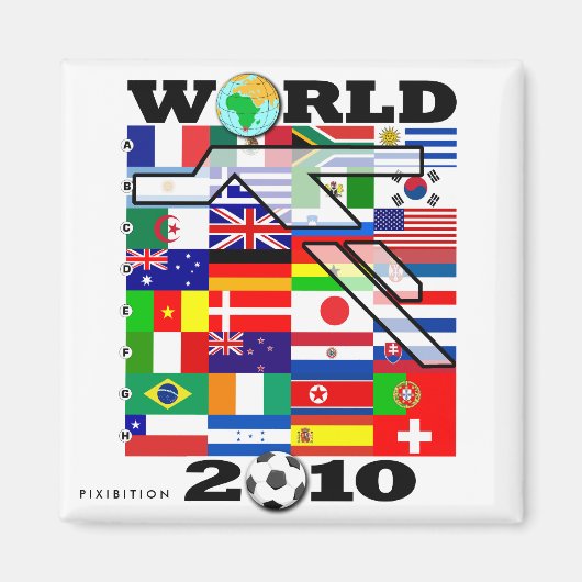 W杯2010グローブフットボール角磁石 マグネット (正面)