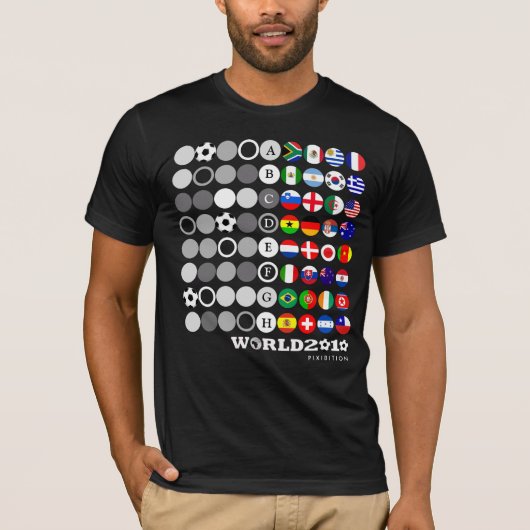 W杯2010黒Tシャツ·サークル·グループ·フラグ Tシャツ (正面)