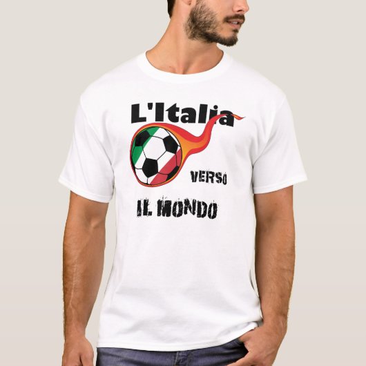 W杯 – イタリア対ワールド Tシャツ (正面)