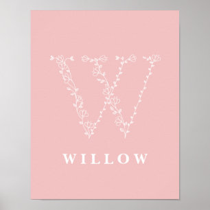 W植物性フローラモノグラムカスタム子供部屋ポスター ポスター