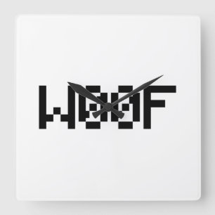W00F [リートスピーク動物の音] スクエア壁時計