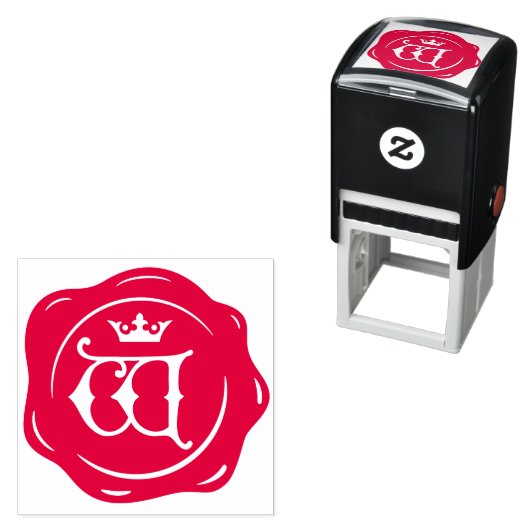 W -アンティークワックスシールゴシック王冠イニシャル文字 セルフインキングスタンプ (インサイチュ)