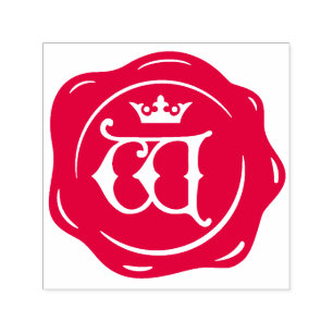 W -アンティークワックスシールゴシック王冠イニシャル文字 セルフインキングスタンプ