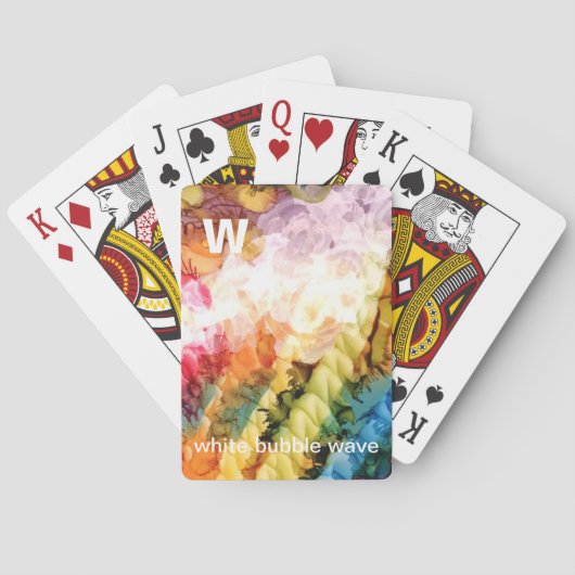 W -カードを遊ぶ白い泡波のアルファベットの芸術 トランプ (裏面)