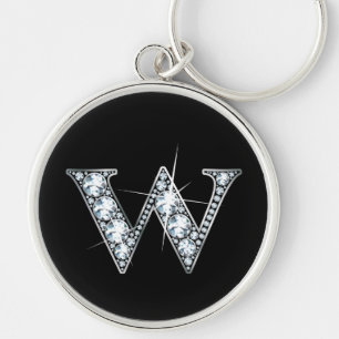 "W"ダイヤモンドキーチェきらきら光るーン キーホルダー