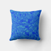 W.モリスによる美しい青のハニーサックルパターン クッション (裏面)