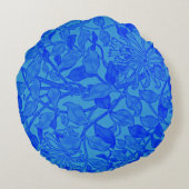 W.モリスによる美しい青のハニーサックルパターン ラウンドクッション (裏面)