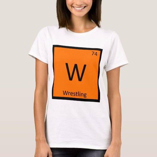 W - レスリング スポーツ ケミストリー 周期表 Tシャツ (正面)