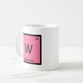 W - 水球スポーツ 化学元素周期表 コーヒーマグカップ (正面左)