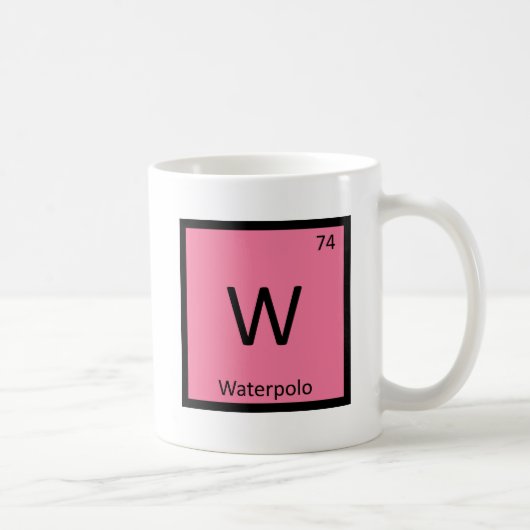 W - 水球スポーツ 化学元素周期表 コーヒーマグカップ (右)