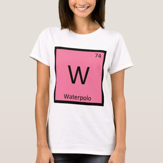 W - 水球スポーツ 化学元素周期表 Tシャツ (正面)