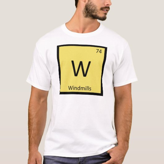 W - 風車 化学周期表記号 Tシャツ (正面)