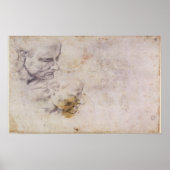 W.60 2箇所の男性頭部のスケッチ ポスター (正面)