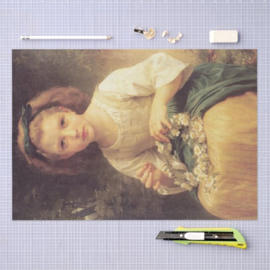 W.A. Bouguereau著王冠を編んでいる子供 薄葉紙 (クラフト)