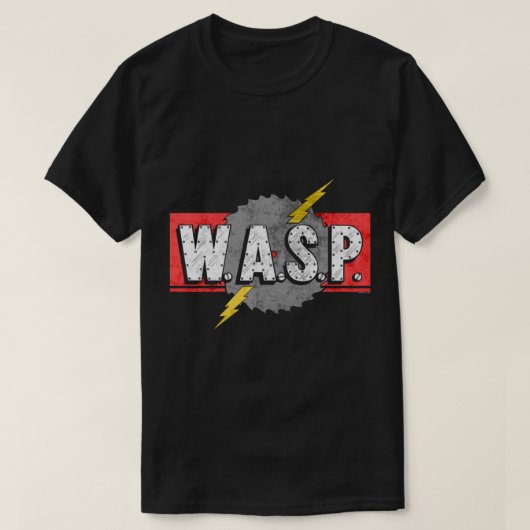 W.A.S.P.ヴィンテージロゴ(動揺して) – ブラックアプリ用 Tシャツ (デザイン正面)