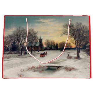 W.C.バウアー「クリスマス・イブ(1885)」ギフトバッグ ラージペーパーバッグ
