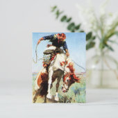 W Herbert Duntonによる「ブロンコライダー」 Western Art ポストカード (スタンド正面)