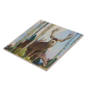 W Herbert Duntonによる“Mule Deer Buck and Doe” タイル (側面)