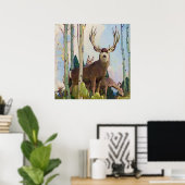 W Herbert Duntonによる“Mule Deer Buck and Doe” ポスター (ホームオフィス)