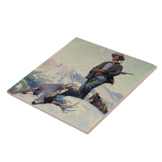 W Herbert Dunton著「鹿ハンター」 タイル (側面)