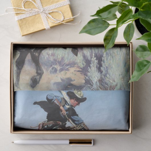 W Herbert Dunton著「Busting a Bronco」 薄葉紙 (ギフト)