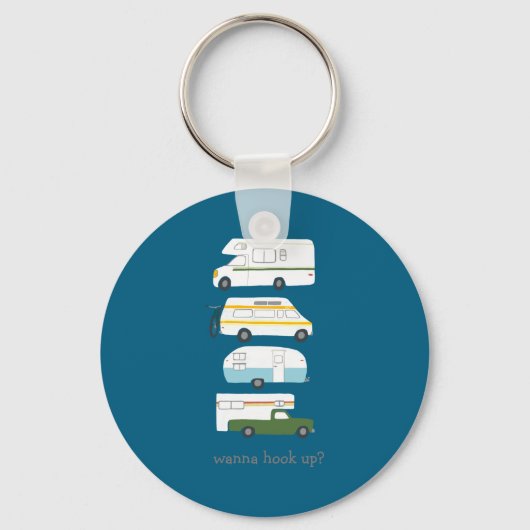 W Hook Up Funny Campervan Vanlife Rv Trailer キーホルダー (正面)