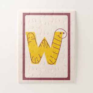 🪱W is for Worm – かわいい動物アルファベット ジグソーパズル