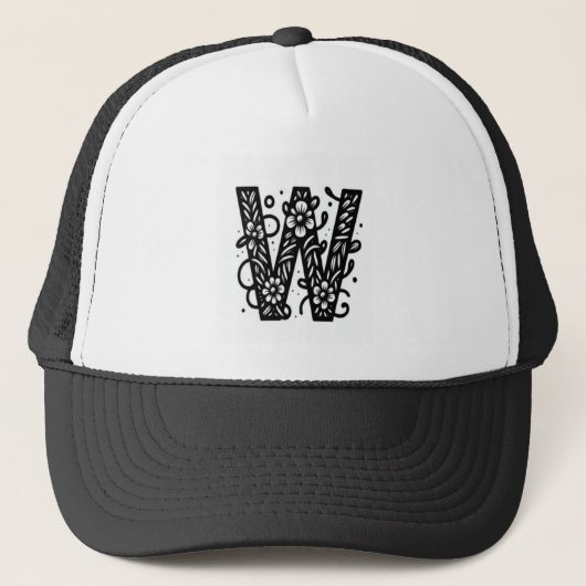 W Letter Embroidered Hat Cap – Stylish & Minimal H キャップ (正面)