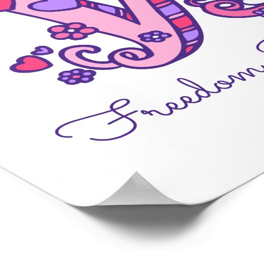 W monogram art Willow girls name meaning poster ポスター (角)