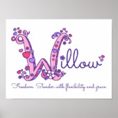W monogram art Willow girls name meaning poster ポスター (正面)