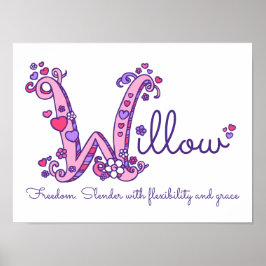 W monogram art Willow girls name meaning poster ポスター