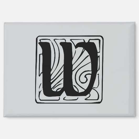 W Monogramm schwarz マグネット (正面)