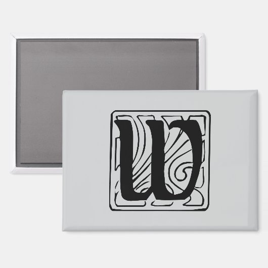 W Monogramm schwarz マグネット (正面/裏面)