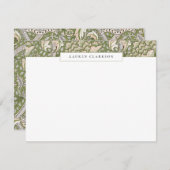 W. Morris Green Floral Top Border Stationery card 招待状 (正面/裏面)