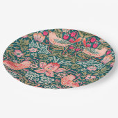 W Morris Pink Strawberry Thief ペーパープレート (アングル)