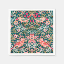 W Morris Pink Strawberry Thief Paper Napkin スタンダードカクテルナプキン
