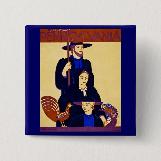 W.P.A. ペンシルバニア旅行ポスターヴィンテージ 缶バッジ (正面)