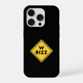 W rizz US警告サイン ジョーク 楽しい名言 iPhoneケース (裏面)