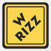 W rizz US 警告サイン メモ おもしろ 引用 スクエアシール (正面)